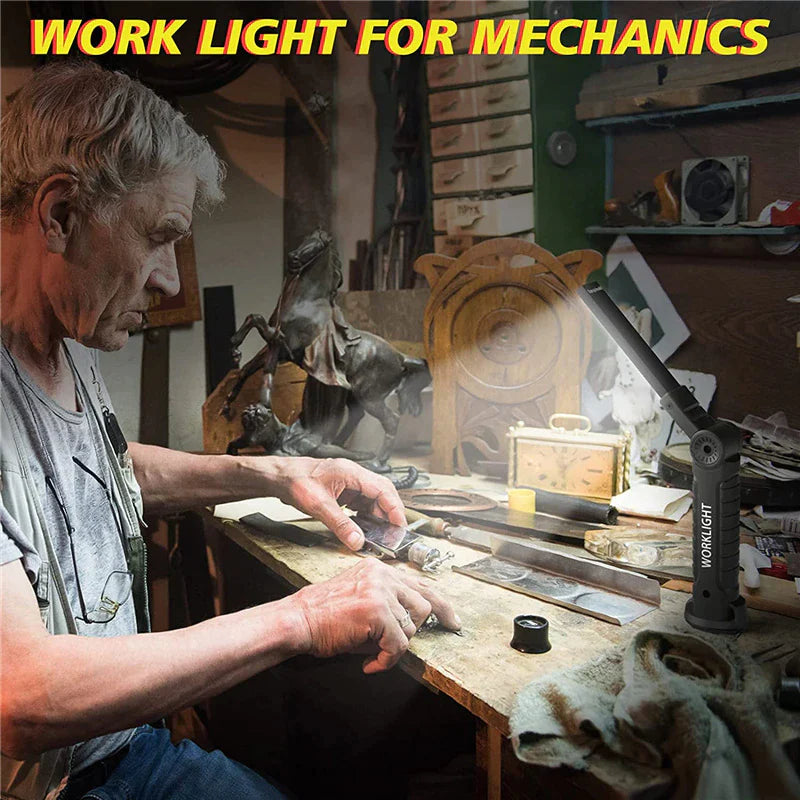 Rechargeable LED COB Work Light – Bright Mechanic Flashlight with Magnetic Base
