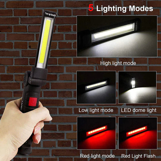 Rechargeable LED COB Work Light – Bright Mechanic Flashlight with Magnetic Base