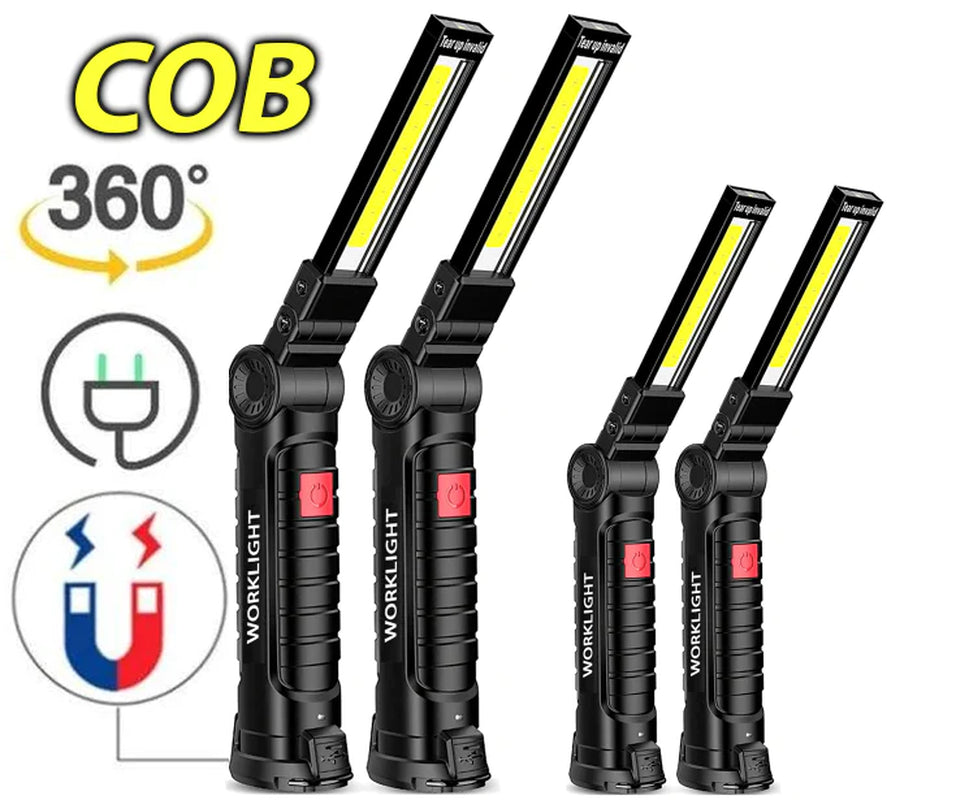Rechargeable LED COB Work Light – Bright Mechanic Flashlight with Magnetic Base