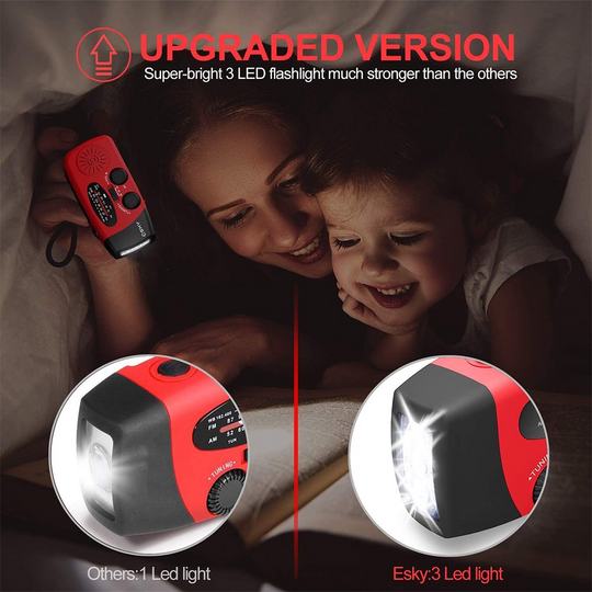 Emergency Hand-Crank & Solar Radio with Flashlight | 1000mAh