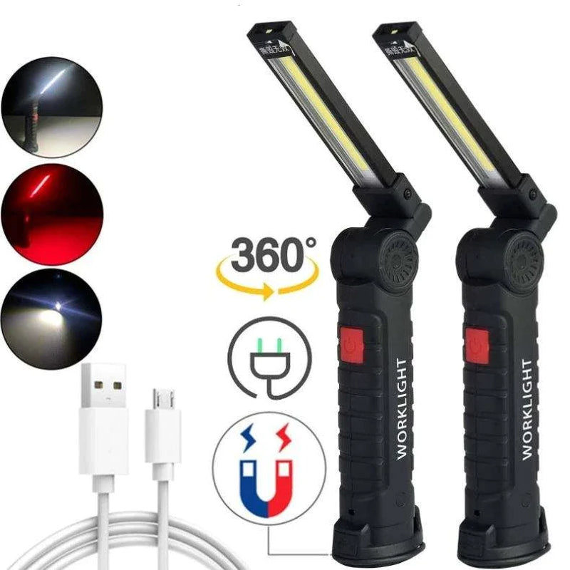 Rechargeable LED COB Work Light – Bright Mechanic Flashlight with Magnetic Base