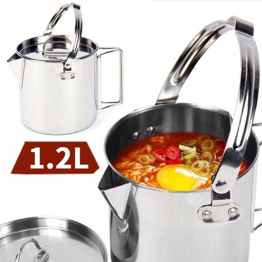 1.2L Stainless Steel Camping Kettle | Outdoor Meal & Water Prep