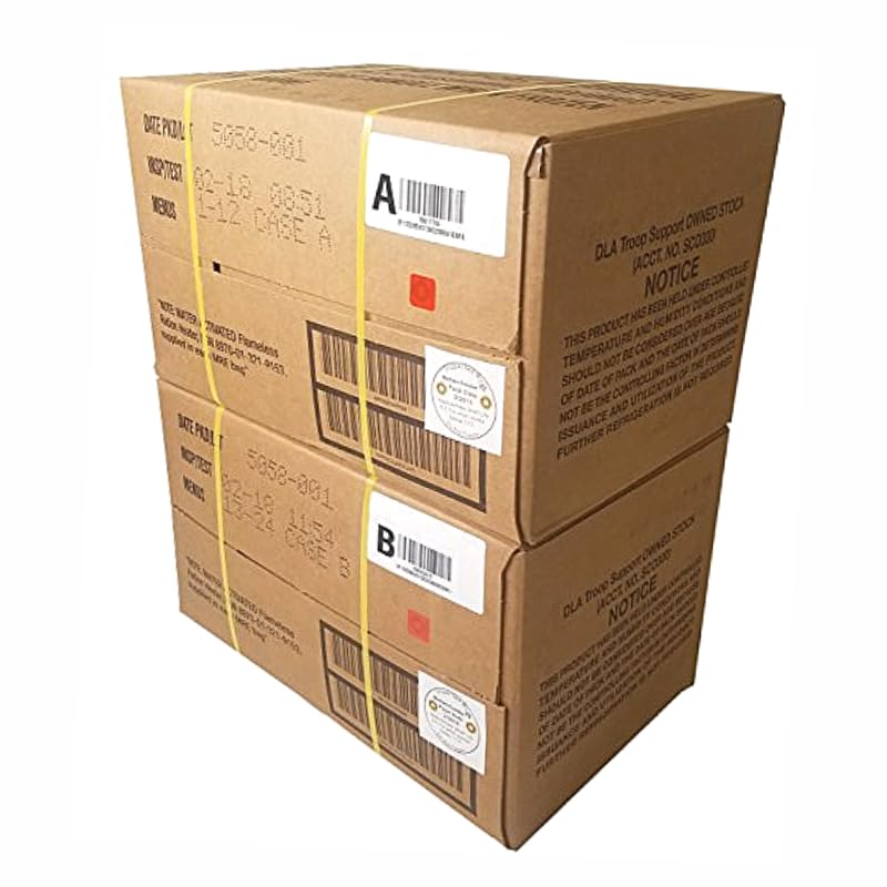 MRE Meals Ready to Eat A and B bundle cases 2025 2026 inspection. Genuine Military US surplus emergency food bulk supply full box with heater
