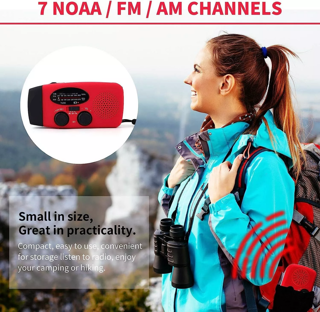 Emergency Hand-Crank & Solar Radio with Flashlight | 1000mAh