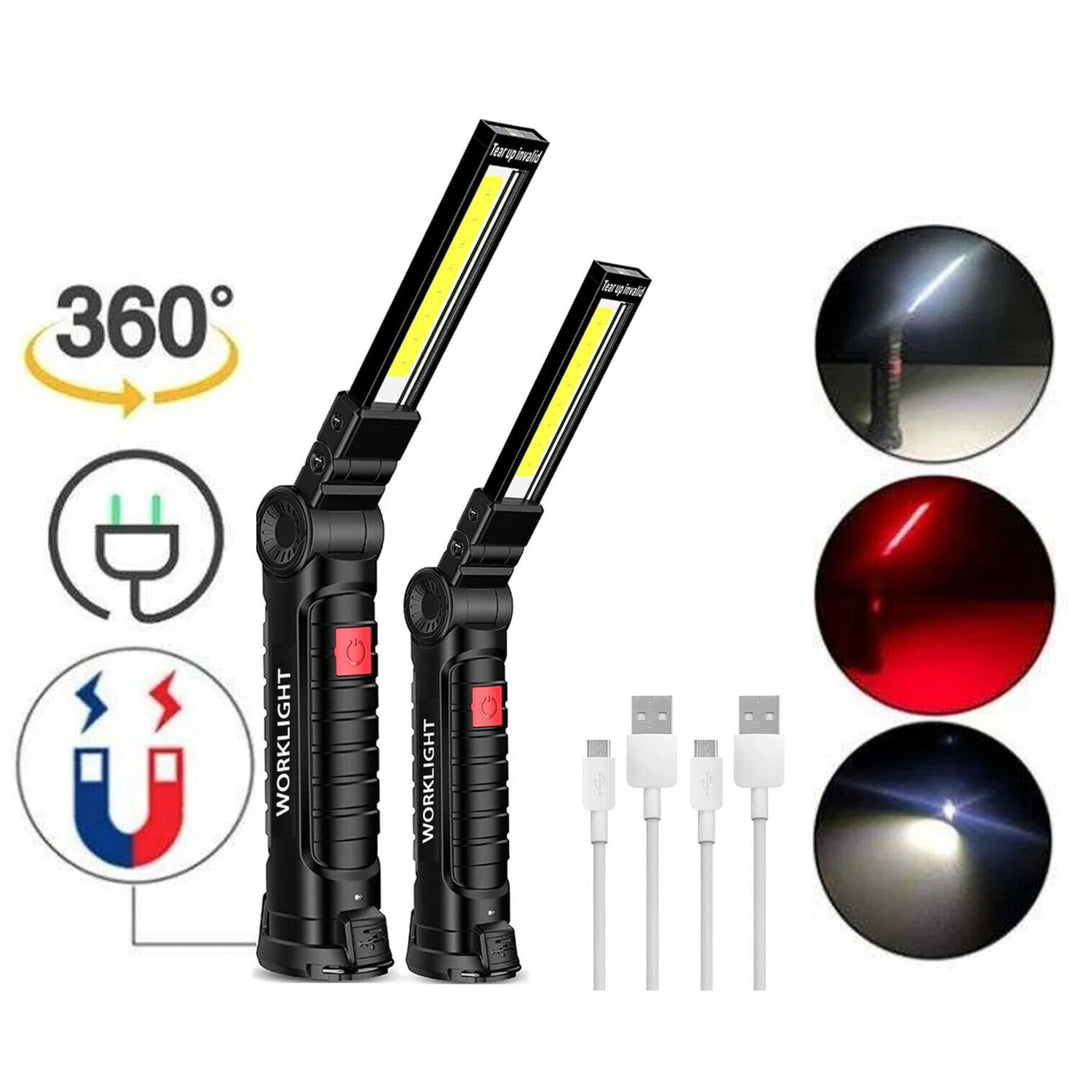 Rechargeable LED COB Work Light – Bright Mechanic Flashlight with Magnetic Base