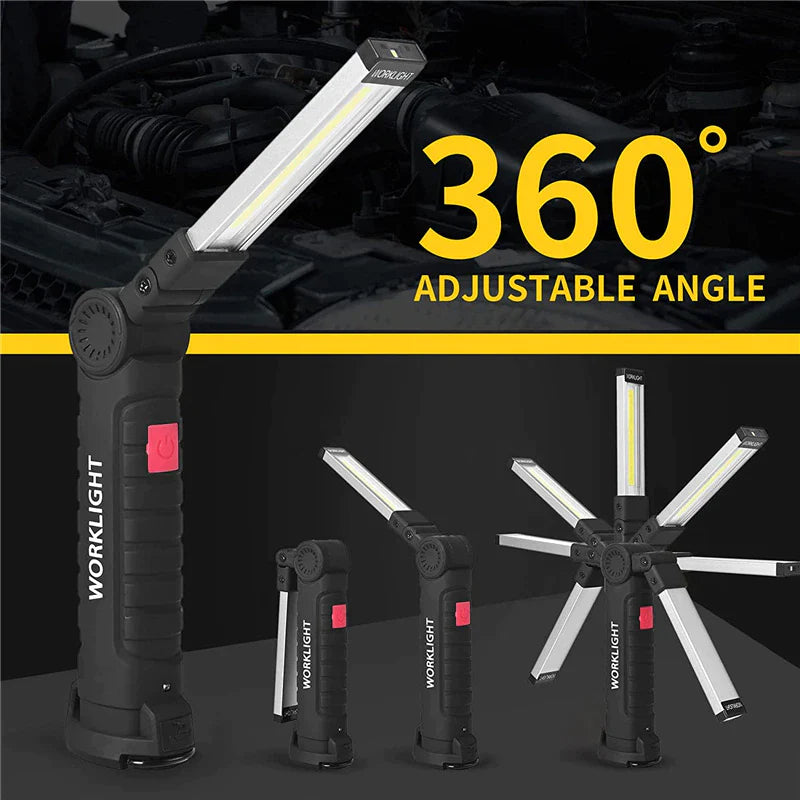 Rechargeable LED COB Work Light – Bright Mechanic Flashlight with Magnetic Base