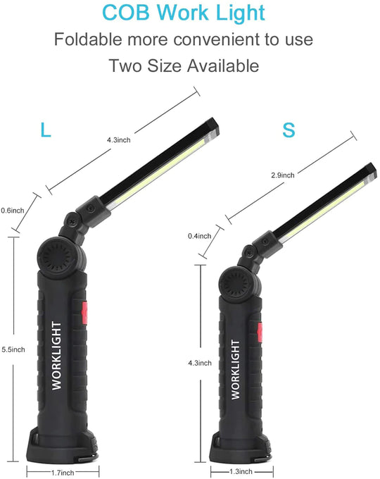 Rechargeable LED COB Work Light – Bright Mechanic Flashlight with Magnetic Base
