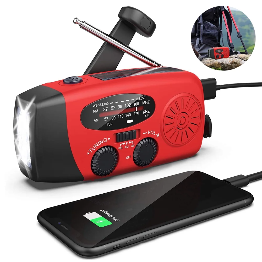 Emergency Hand-Crank & Solar Radio with Flashlight | 1000mAh