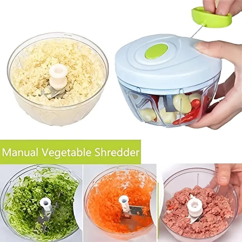 Manual Pull-Cord Food Chopper | No Electricity Needed