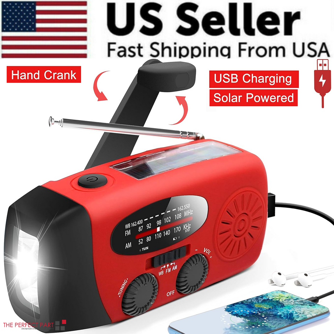 Emergency Hand-Crank & Solar Radio with Flashlight | 1000mAh