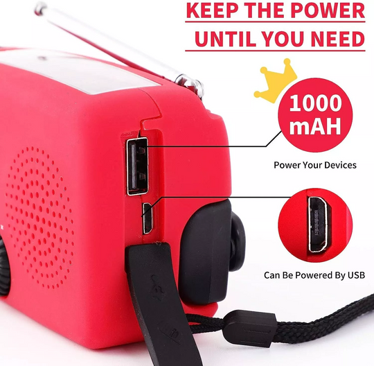 Emergency Hand-Crank & Solar Radio with Flashlight | 1000mAh