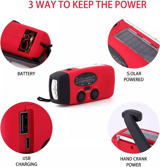 Emergency Hand-Crank & Solar Radio with Flashlight | 1000mAh