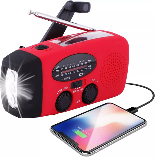 Emergency Hand-Crank & Solar Radio with Flashlight | 1000mAh