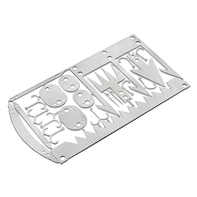 22 in 1 Camping Survival Card Multitool Hook Fork Saw for Outdoor Hunting Multifunctional Survival Tool Fishing Tackle Hook Card
